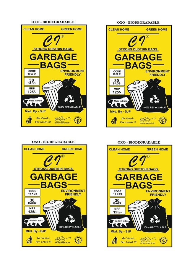 Ci C I Garbage Bags 19 X 21 Inches (Medium) 120 Bags (4 Packets) Dustbin Bag/Trash Bag - Black Color - Image 4